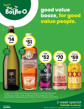 Liquor offers in Cairns QLD | Good Value Booze, For Good Value People 14/10 in The Bottle-O | 14/10/2024 - 27/10/2024