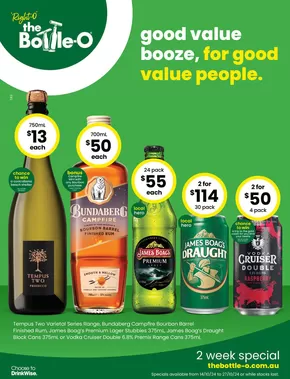 Liquor offers in Hobart TAS | Good Value Booze, For Good Value People 14/10 in The Bottle-O | 14/10/2024 - 27/10/2024