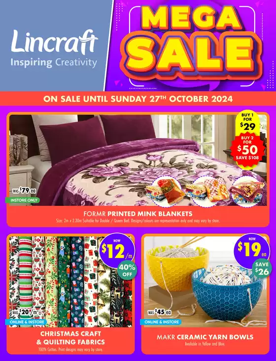 Lincraft catalogue in Newcastle NSW | Mega Sale | 14/10/2024 - 27/10/2024