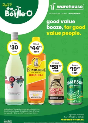 Liquor offers in Townsville QLD | Good Value Booze, For Good Value People. QLD 21/10 in The Bottle-O | 21/10/2024 - 03/11/2024