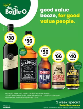 Liquor offers in Townsville QLD | Good Value Booze, For Good Value People 28/10 in The Bottle-O | 28/10/2024 - 10/11/2024