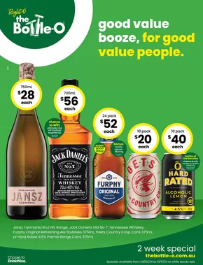 The Bottle-O catalogue in Sunbury VIC | Good Value Booze, For Good Value People 28/10 | 28/10/2024 - 10/11/2024