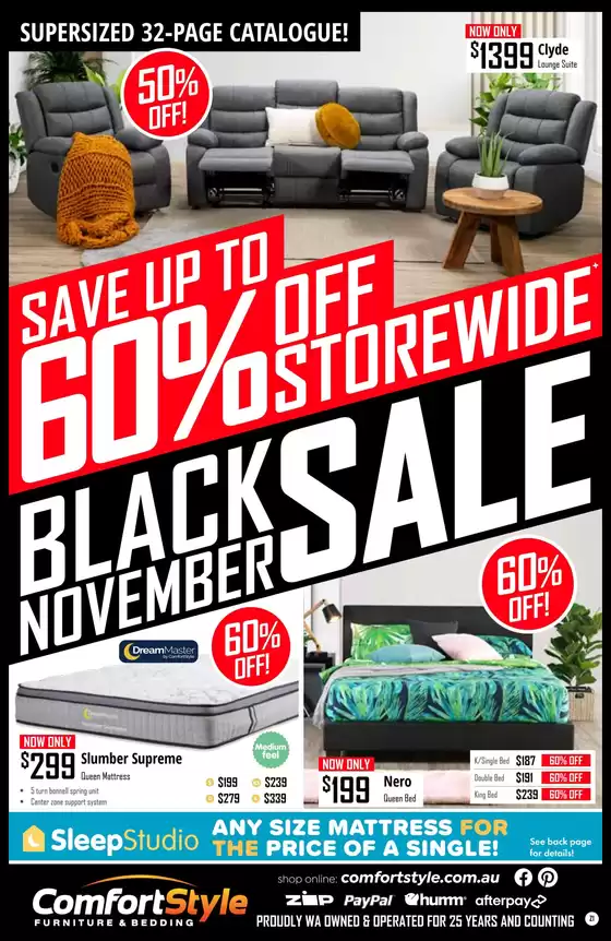 ComfortStyle Furniture & Bedding catalogue in Margaret River WA | Black November | 28/10/2024 - 01/12/2024