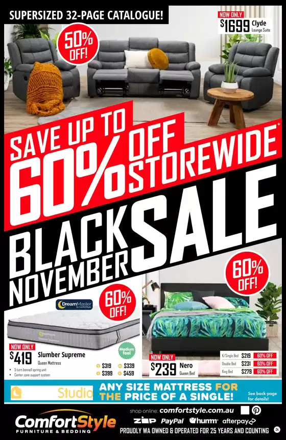 ComfortStyle Furniture & Bedding catalogue in Karratha WA | Black November | 28/10/2024 - 01/12/2024