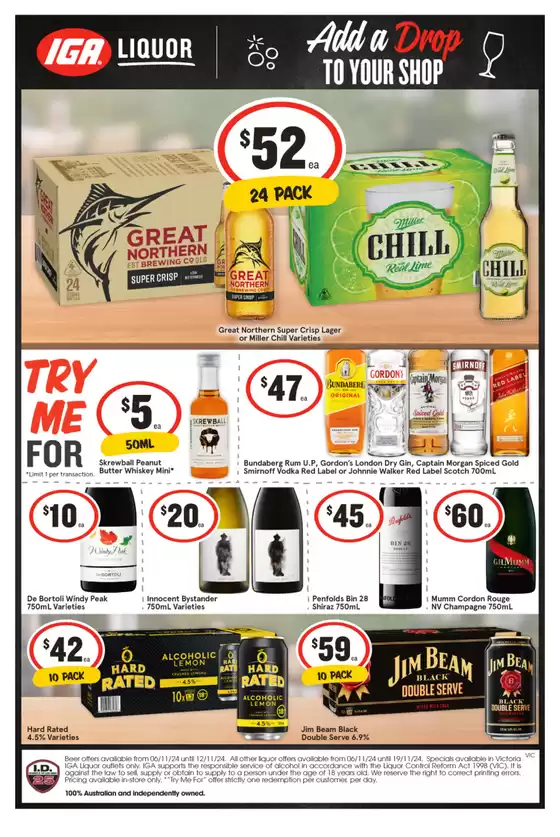 IGA Liquor catalogue in Wonga Park VIC | Weekly Specials | 06/11/2024 - 12/11/2024