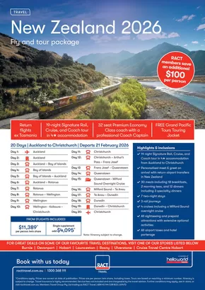 RACT catalogue in Launceston TAS | New Zealand 2026 | 03/03/2025 - 03/03/2026