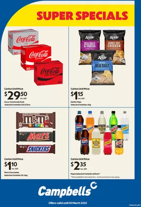 Groceries offers in Mackay QLD | Super Specials in Campbells | 10/03/2025 - 30/03/2025