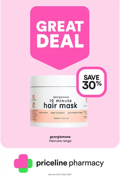 Health & Beauty offers in Canberra ACT | Save 30% off georgiemane haircare at Priceline Pharmacy! in Priceline | 20/03/2025 - 02/04/2025