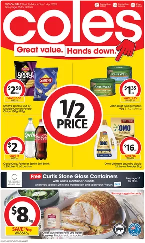 Groceries offers in Sale VIC | Great Value. Hands Down - 26th March in Coles | 26/03/2025 - 01/04/2025
