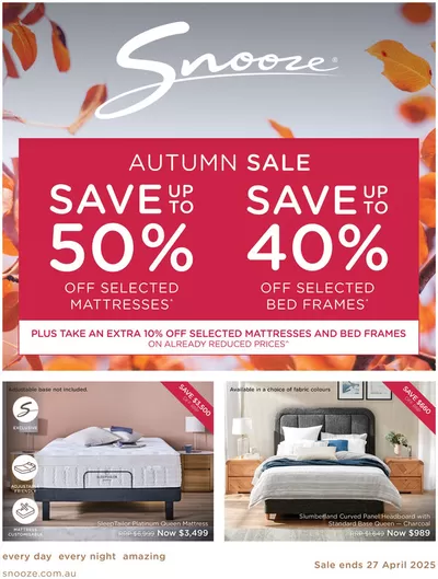Department Stores offers in Rockingham WA | Autumn Sale in Snooze | 31/03/2025 - 27/04/2025