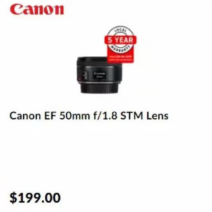 Canon EF 50mm F/1.8 STM Lens offers at $199 in Camera House
