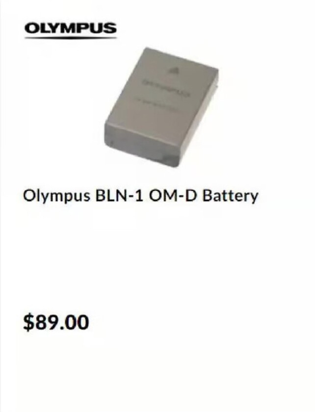 Olympus BLN-1 OM-D Battery offers at $89 in Camera House