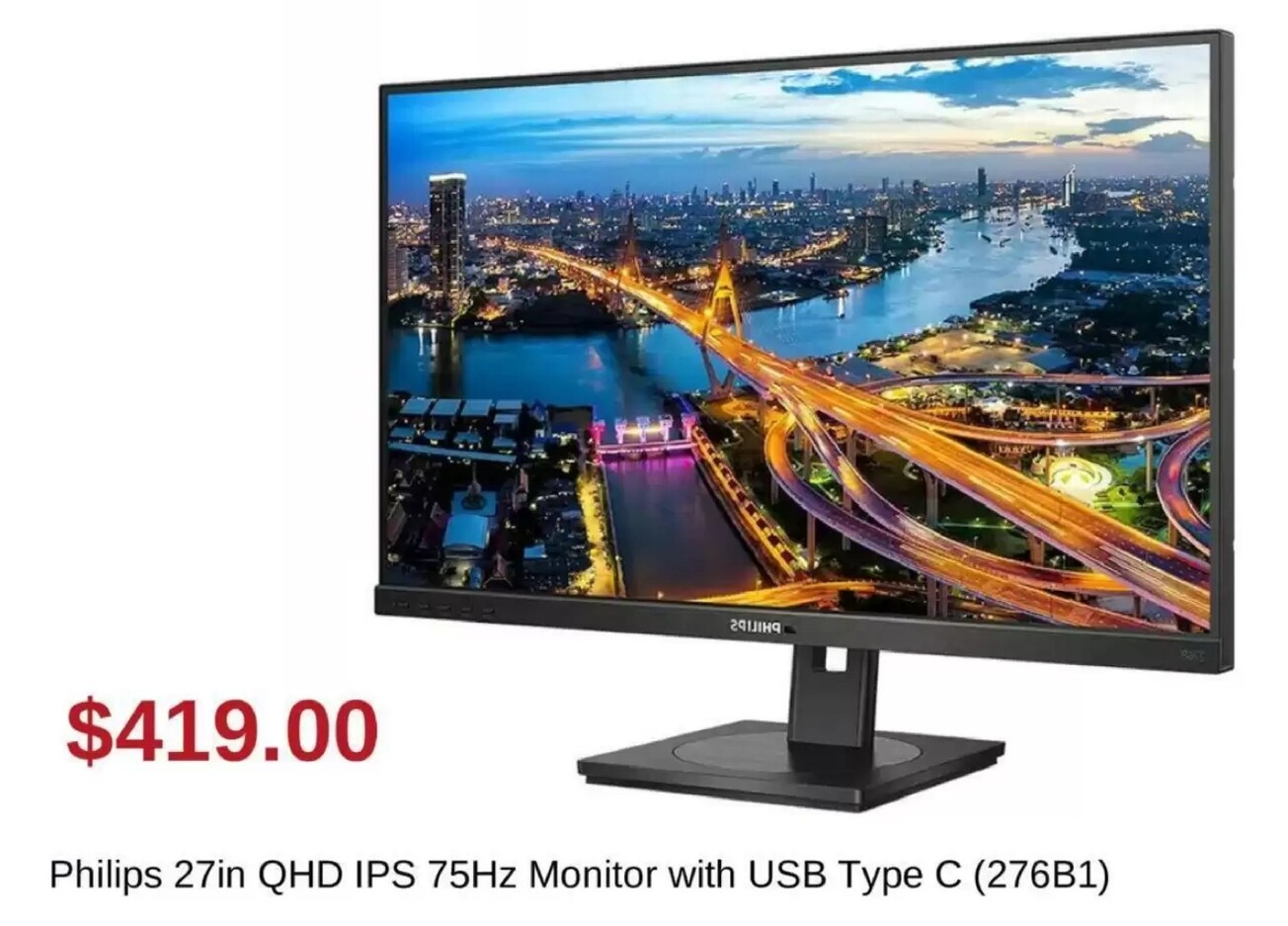 Philips 27in Qhd Ips 75hz Monitor With Usb Type C offers at $419 in MSY Technology