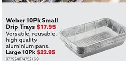 Weber 10pk Small Drip Trays offers at $17.95 in Mitre 10