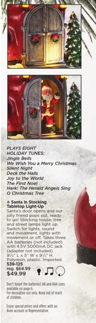 Santa In Stocking Tabletop Light-up offers at $49.99 in Avon