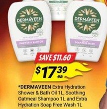 Extra Hydration Shower & Bath Oil 1l And Extra Hydration Soap Free Wash 1l offers at $17.39 in Cincotta Chemist