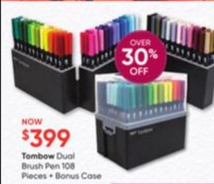 Tombow Dual Brush Pen 108 Pieces offers at $399 in Eckersley's Art & Craft