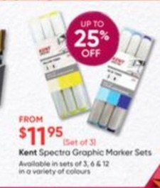 Kent Spectra Graphic Marker Sets offers at $11.95 in Eckersley's Art & Craft