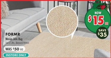 Formr Woven Jute Rug offers at $15 in Lincraft