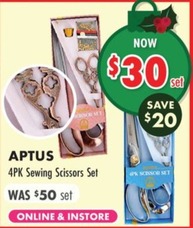 Normet Aptus 4pk Sewing Scissors Set offers at $30 in Lincraft