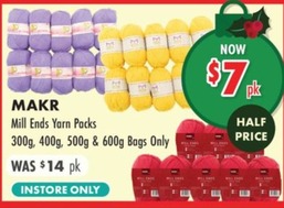 Makr Mill Ends Yarn Packs offers at $7 in Lincraft