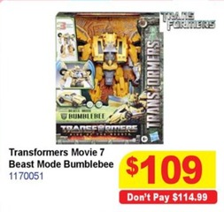 Transformers Movie 7 Beast Mode Bumblebee offers at $109 in Mr Toys Toyworld