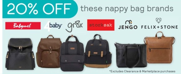 Nappy Bag Brands offers in Baby Bunting