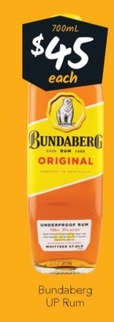 Bundaberg Up Rum offers at $45 in Cellarbrations