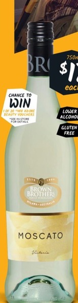Brown Brothers Moscato Range offers at $17 in Cellarbrations