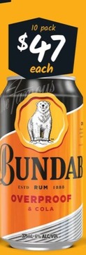 Bundaberg Op Rum & Cola 6% Premix Cans 375ml offers at $47 in Cellarbrations