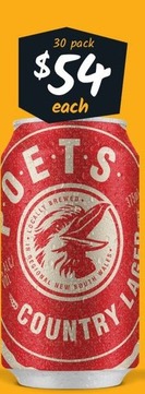 P.o.e.t.s. Country Lager Block Cans 375ml offers at $54 in Cellarbrations