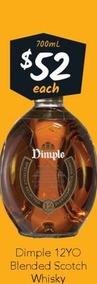 Dimple 12yo Blended Scotch Whisky offers at $52 in Cellarbrations
