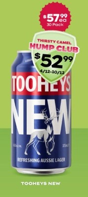 Tooheys New offers at $57.99 in Thirsty Camel