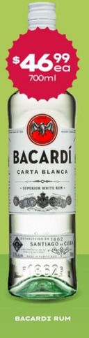 Bacardi Rum offers at $46.99 in Thirsty Camel