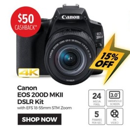 Eos 200d Mkii Dslr Kit offers at $50 in Ted's Cameras