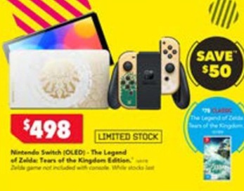 Switch (oled)-the Legend Of Zelda: Tears Of The Kingdom Edition offers at $498 in Harvey Norman