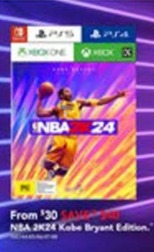 Nba 2k24 Kobe Bryant Edition offers at $30 in Harvey Norman