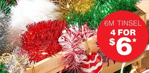 6m Tinsel  offers at $6 in The Reject Shop