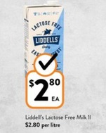 Liddell’s Lactose Free Milk 1l offers at $2.8 in Foodworks