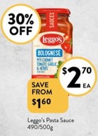Leggo’s Pasta Sauce 490/500g offers at $2.7 in Foodworks