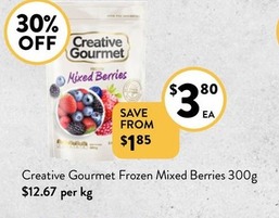 Creative Gourmet Frozen Mixed Berries 300g offers at $3.8 in Foodworks