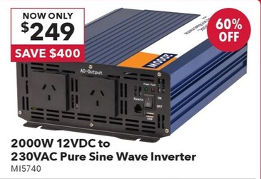 2000w 12vdc To 230vac Pure Sine Wave Inverter offers at $249 in Jaycar Electronics