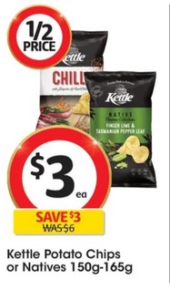 Kettle Potato Chips 150g-165g offers at $3 in Coles