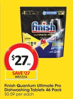 Finish Quantum Ultimate Pro Dishwashing Tablets 46 Pack offers at $27 in Coles