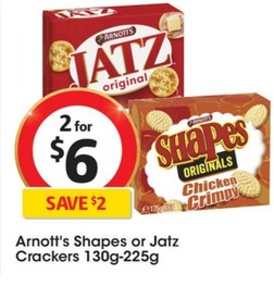 Arnott's Shapes Crackers 130g-225g offers at $6 in Coles