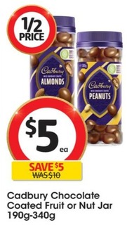 Cadbury Chocolate Coated Fruit Jar 190g-340g offers at $5 in Coles