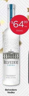 Belvedere Vodka offers at $64.99 in Porters