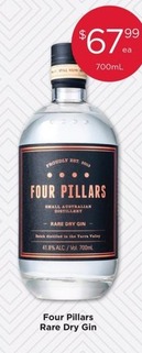 Four Pillars Rare Dry Gin offers at $67.99 in Porters