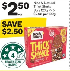 Nice & Natural Thick Shake Bars 120g Pk 6 offers at $2.5 in Woolworths