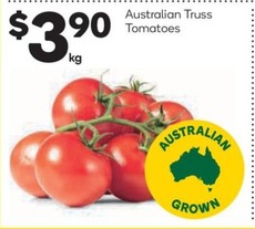 Australian Truss Tomatoes offers at $3.9 in Woolworths